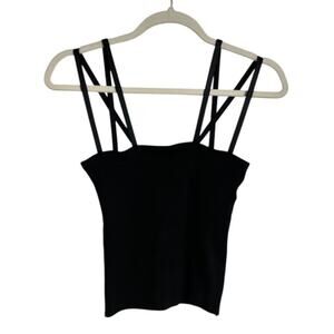 The Range Ribbed Cropped Tank Black Ribbed Caged Strappy Tank Top Size S
